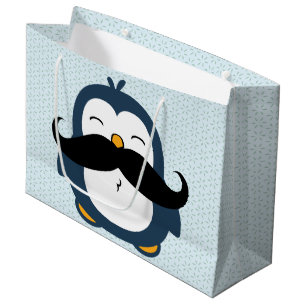 Sacola Para Presentes Grande Tendência do bigode do pinguim
