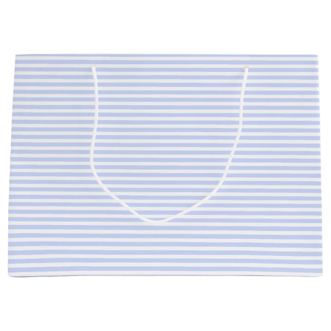 Sacola Para Presentes Grande Tender Baby Blue Pale Sky Blue and White Stripe (Frente)