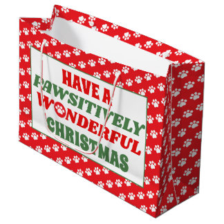 Sacola Para Presentes Grande Tenha um Natal Pawsitivamente Maravilhoso