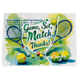 Sacola Para Presentes Grande Tênis e raquete no campo com amor