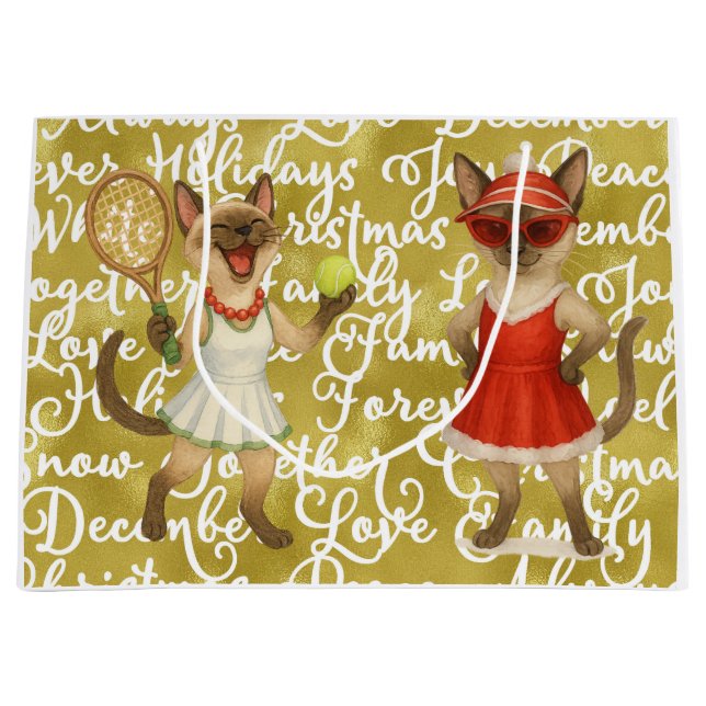 Sacola Para Presentes Grande Tennis Christmas Mug Cat Lovers  (Frente)