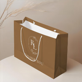 Sacola Para Presentes Grande Terra | Floral Monograma Wedding Obrigado