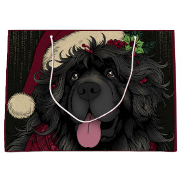 Sacola Para Presentes Grande Terra Nova - Cachorro Cachorro Santa Hat