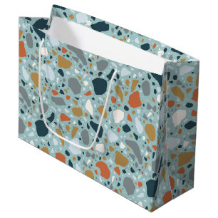 Sacola Para Presentes Grande Terrazzo Em Azul