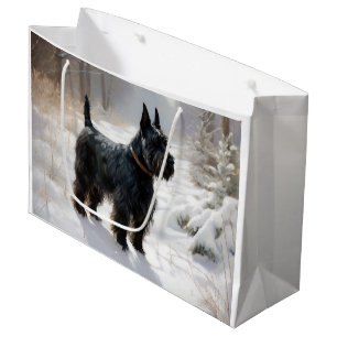 Sacola Para Presentes Grande Terrier Escocês Deixe Nevar Natal