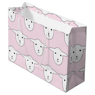 Sacola Para Presentes Grande Teste padrão cor-de-rosa bonito dos carneiros dos