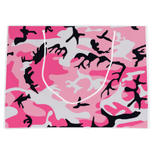 Sacola Para Presentes Grande Teste padrão cor-de-rosa da camuflagem de Camo