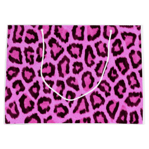 Sacola Para Presentes Grande Teste padrão cor-de-rosa do impressão do leopard