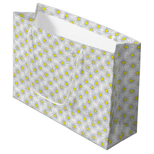 Sacola Para Presentes Grande Teste padrão da margarida branca no grande saco