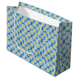 Sacola Para Presentes Grande Teste padrão da margarida branca no grande saco