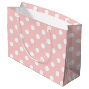 Sacola Para Presentes Grande Teste padrão de bolinhas cor-de-rosa e branco