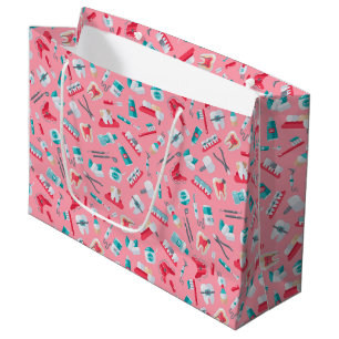 Sacola Para Presentes Grande Teste padrão dental cor-de-rosa
