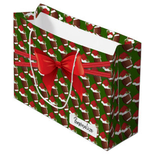 Sacola Para Presentes Grande Teste padrão do futebol do Natal - grande