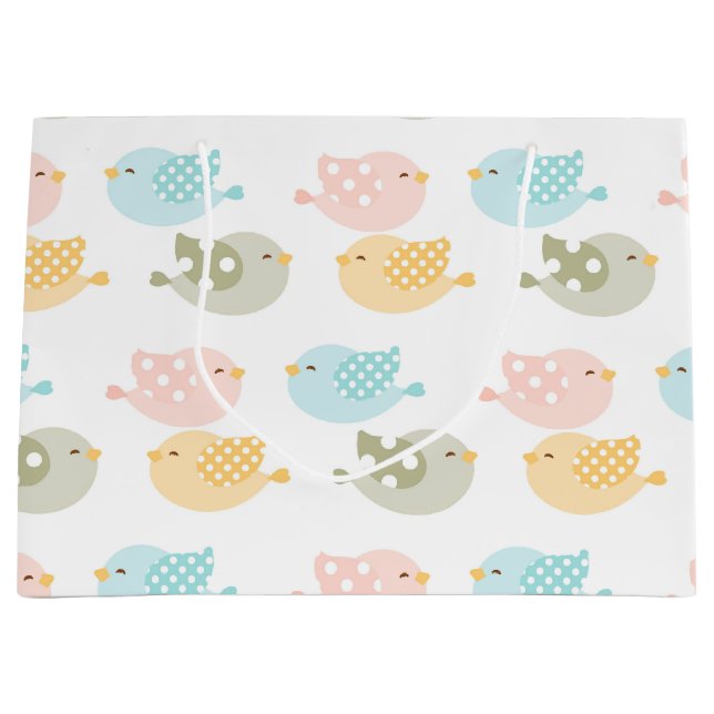 Sacola Para Presentes Grande Teste padrão do pássaro das crianças infantis do (Frente)