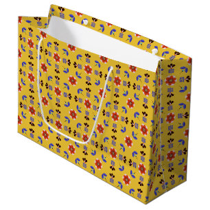 Sacola Para Presentes Grande Teste padrão floral geométrico do estilo