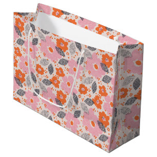 Sacola Para Presentes Grande Teste padrão floral retro bonito