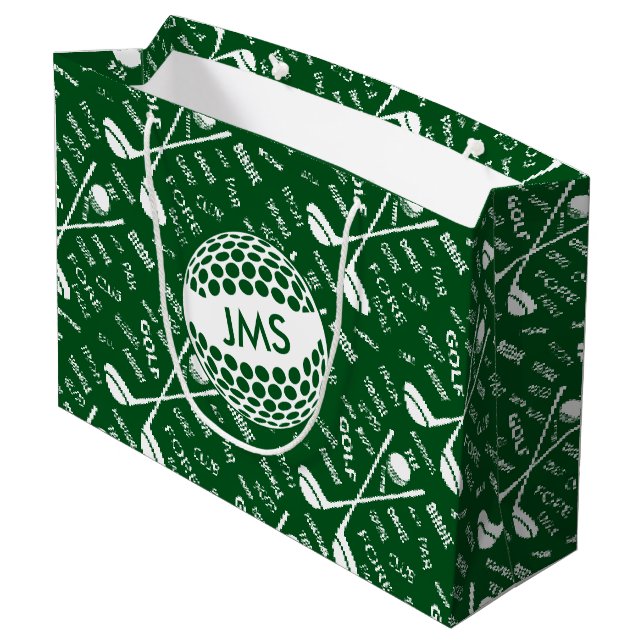 Sacola Para Presentes Grande Teste padrão Monogrammed para o jogador de golfe (Verso inclinado)