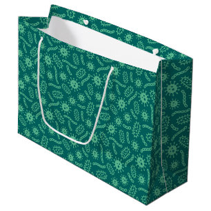 Sacola Para Presentes Grande Teste padrão verde dos micróbios