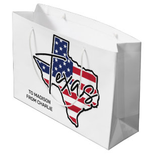 Sacola Para Presentes Grande Texas de texto personalizado