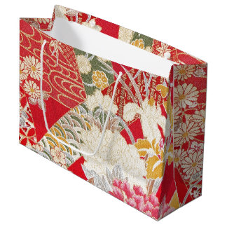 Sacola Para Presentes Grande Têxtil KIMONO Japonês, Padrão Floral
