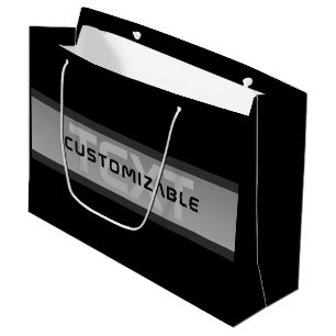 Sacola Para Presentes Grande Texto Camadas Modernas Personalizáveis Preto e C