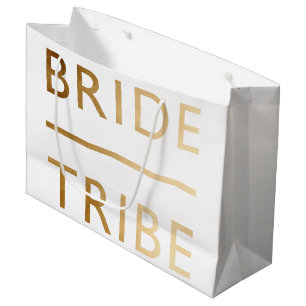 Sacola Para Presentes Grande texto dourado esfarrapado da tribo elegante minima