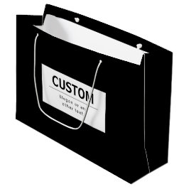 Sacola Para Presentes Grande Texto Editável Moderno Negrito | Preto & Branco