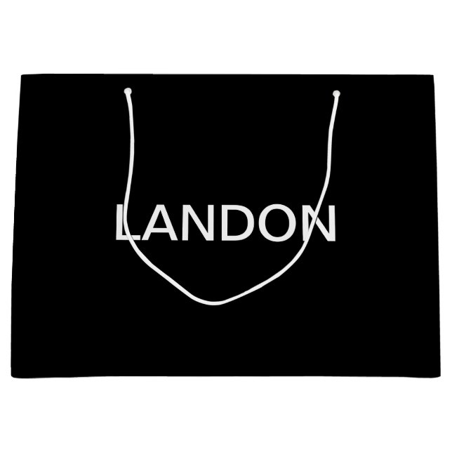 Sacola Para Presentes Grande Texto Editável Moderno | Preto e Branco (Frente)