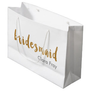 Sacola Para Presentes Grande texto moderno elegante dourado dourado