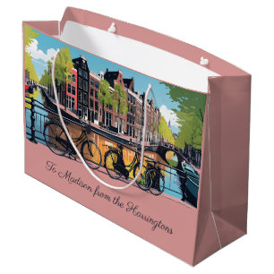 Sacola Para Presentes Grande Texto personalizado Amsterdã
