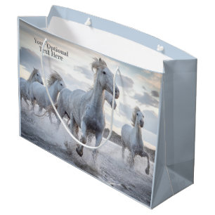 Sacola Para Presentes Grande Texto personalizado Cavalos Brancos