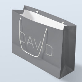 Sacola Para Presentes Grande Texto simples com aparência 3D | Cinza