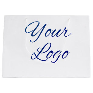 Sacola Para Presentes Grande texto simples mínimo adicione seu logotipo/design 
