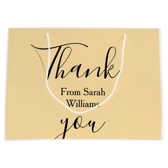 Sacola Para Presentes Grande Thank you from add name yellow Pastel boho wedding (Frente)