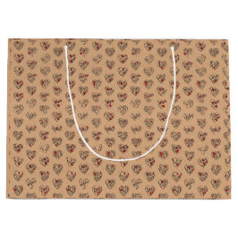 Sacola Para Presentes Grande Thank you & hearts in 44langs as BK♡shaped pattern