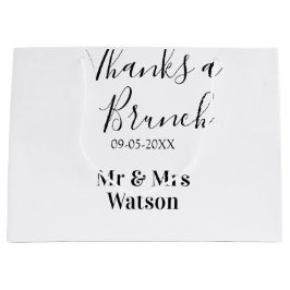 Sacola Para Presentes Grande Thanks a brunch post wedding name date simple 