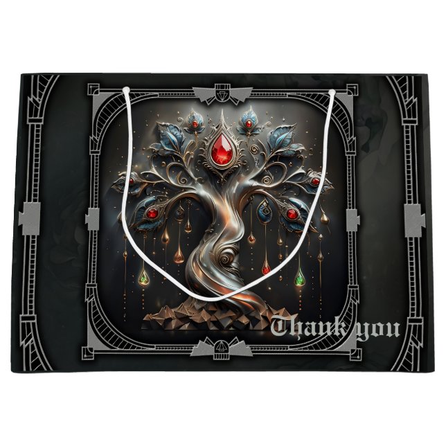 Sacola Para Presentes Grande  The Art Deco Tree of Life design.  (Frente)