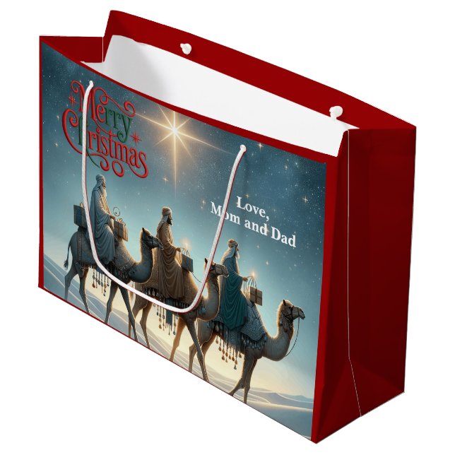 Sacola Para Presentes Grande Three Wise Men Christmas (Frente inclinada)