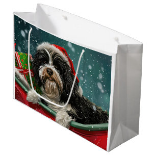 Sacola Para Presentes Grande Tibetano Terrier Dog Natal Festivo