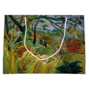 Sacola Para Presentes Grande Tigre em uma tempestade tropical, Rousseau