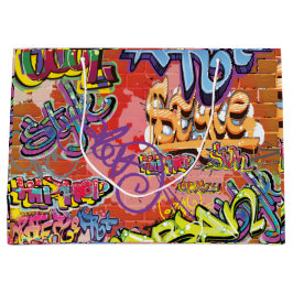 Sacola Para Presentes Grande Tijolos com grafite, arranhados ou pulverizados