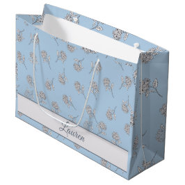 Sacola Para Presentes Grande Timeless Botanical Bloom Soft Blue Monogram