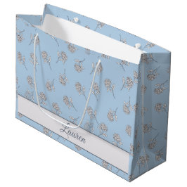 Sacola Para Presentes Grande Timeless Botanical Bloom Soft Blue Monogram