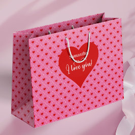 Sacola Para Presentes Grande Timeless Love Hearts I Love You Personalized Gift