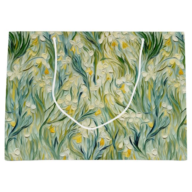 Sacola Para Presentes Grande Tinta Floral inspirada na Noite Estrelada no estil (Frente)