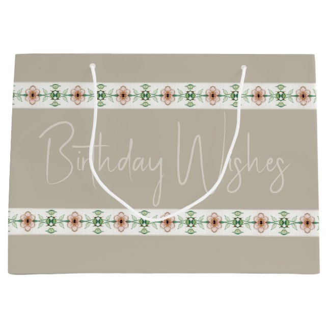 Sacola Para Presentes Grande Tiny Floral Stripe (Frente)