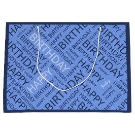 Sacola Para Presentes Grande Típico de cores azuis de aniversário personalizado