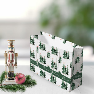 Sacola Para Presentes Grande Tipografia de Árvores de Natal Modernas Russas