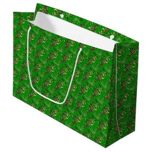 Sacola Para Presentes Grande Tipografia verde Dourado elegante de Eid Mubarak