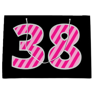 Sacola Para Presentes Grande Tira Rosa Divertida "38"; Feliz 38º Aniversário; N